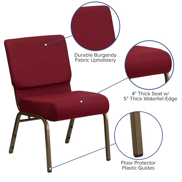 Flash Furniture Hercules Church Chair, 21-1/4 in W 25" L 33" H, Fabric Seat - FD-CH0221-4-GV-3169-GG