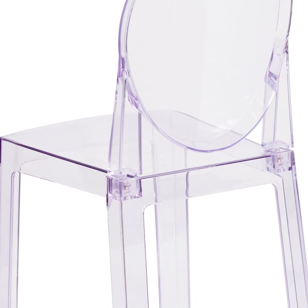 Flash Furniture Contemporary Ghost Chair, Transparent Crystal Seat, 15.75 W 20-1/4" L 35 H - OW-GHOSTBACK-18-GG