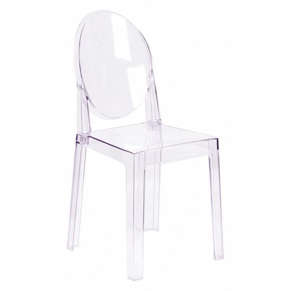 Flash Furniture Contemporary Ghost Chair, Transparent Crystal Seat, 15.75 W 20-1/4" L 35 H - OW-GHOSTBACK-18-GG