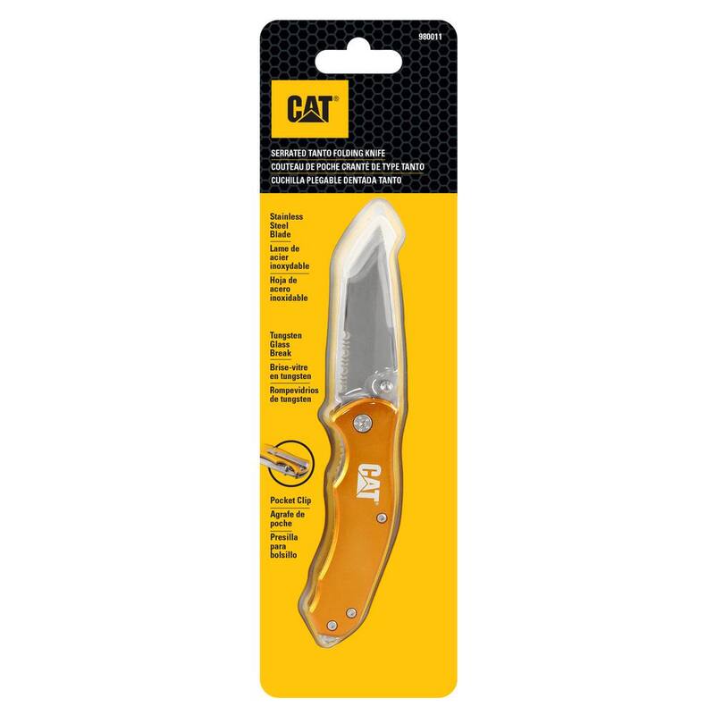 CAT 2.625 in. Stainless Steel Partially Serrated Tanto Folding Knife - 980011