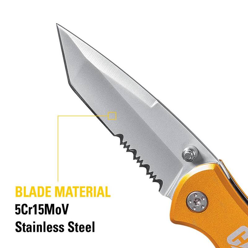 CAT 2.625 in. Stainless Steel Partially Serrated Tanto Folding Knife - 980011