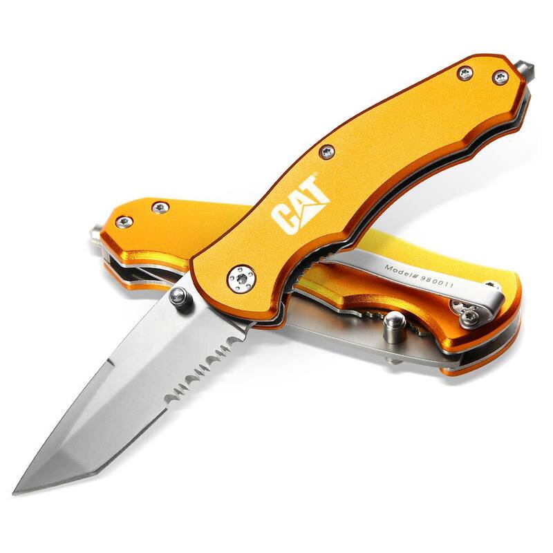 CAT 2.625 in. Stainless Steel Partially Serrated Tanto Folding Knife - 980011