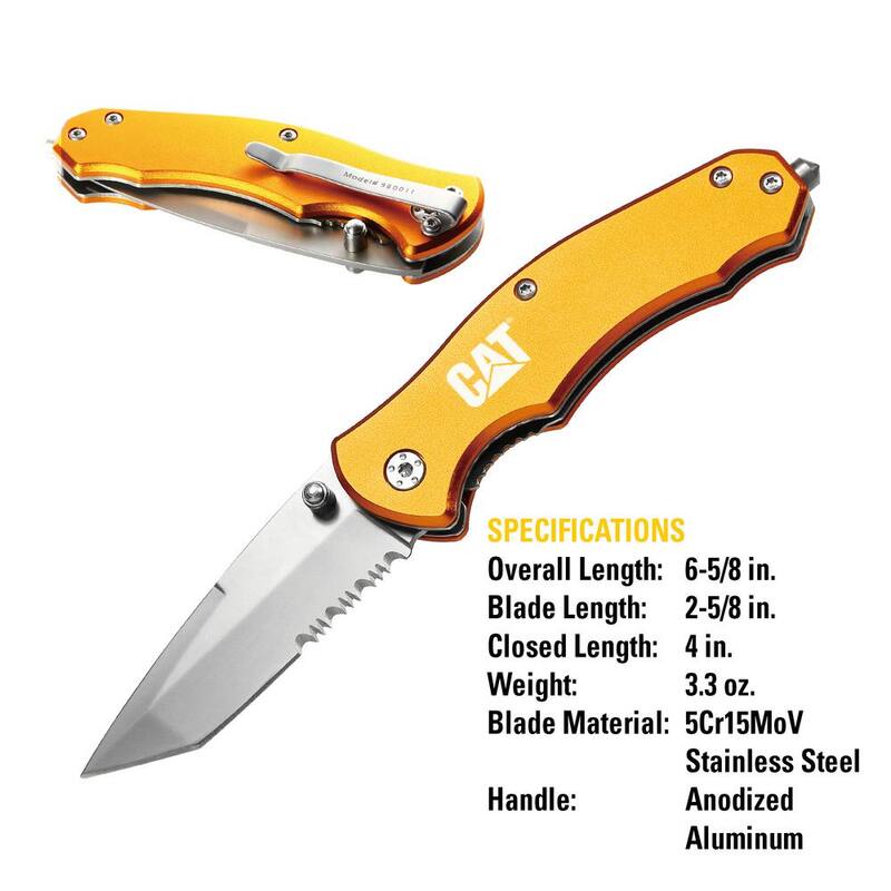 CAT 2.625 in. Stainless Steel Partially Serrated Tanto Folding Knife - 980011