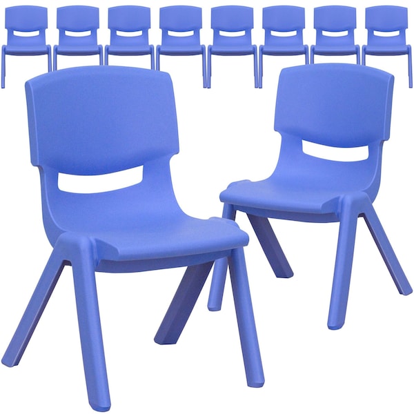 Flash Furniture Blue Plastic Stackable School Chair with 10.5" Seat Height - 10-YU-YCX-003-BLUE-GG