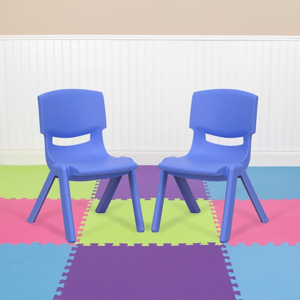 Flash Furniture Blue Plastic Stackable School Chair with 10.5" Seat Height - 10-YU-YCX-003-BLUE-GG