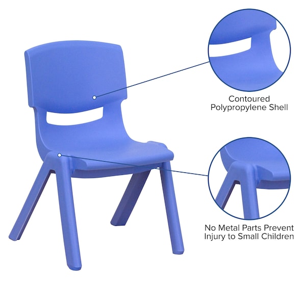 Flash Furniture Blue Plastic Stackable School Chair with 10.5" Seat Height - 10-YU-YCX-003-BLUE-GG