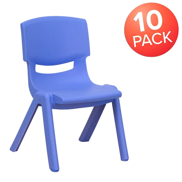 Flash Furniture Blue Plastic Stackable School Chair with 10.5" Seat Height - 10-YU-YCX-003-BLUE-GG