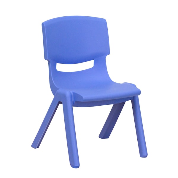 Flash Furniture Blue Plastic Stackable School Chair with 10.5" Seat Height - 10-YU-YCX-003-BLUE-GG