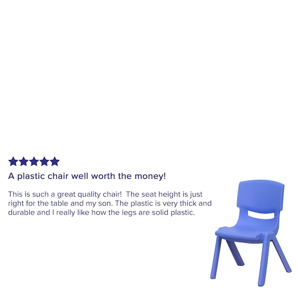 Flash Furniture Blue Plastic Stackable School Chair with 10.5" Seat Height - 10-YU-YCX-003-BLUE-GG