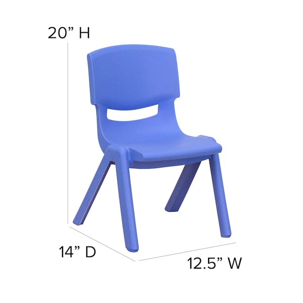 Flash Furniture Blue Plastic Stackable School Chair with 10.5" Seat Height - 10-YU-YCX-003-BLUE-GG