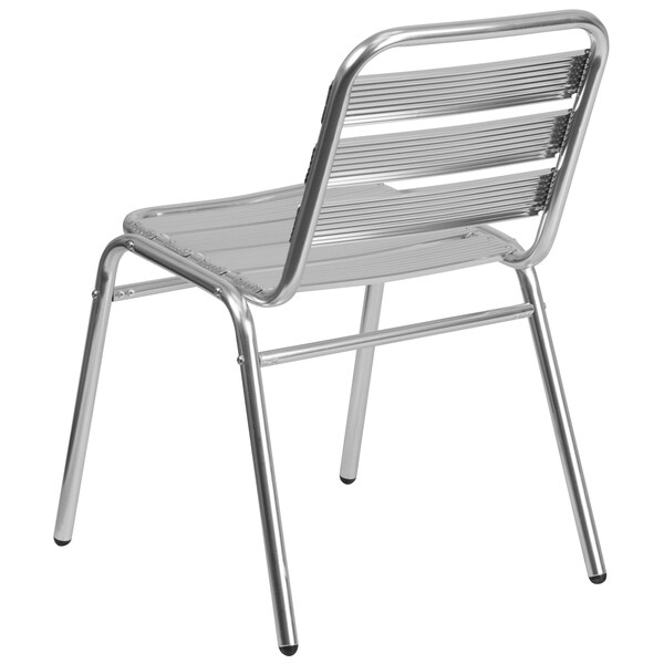 Flash Furniture Contemporary Restaurant Stack Chair, Aluminum Seat, Gray Back, 19.5 W 25" L 30 H - TLH-015-GG