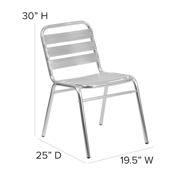 Flash Furniture Contemporary Restaurant Stack Chair, Aluminum Seat, Gray Back, 19.5 W 25" L 30 H - TLH-015-GG
