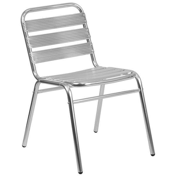 Flash Furniture Contemporary Restaurant Stack Chair, Aluminum Seat, Gray Back, 19.5 W 25" L 30 H - TLH-015-GG