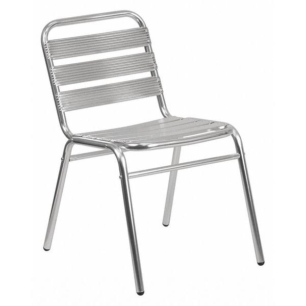 Flash Furniture Contemporary Restaurant Stack Chair, Aluminum Seat, Gray Back, 19.5 W 25" L 30 H - TLH-015-GG