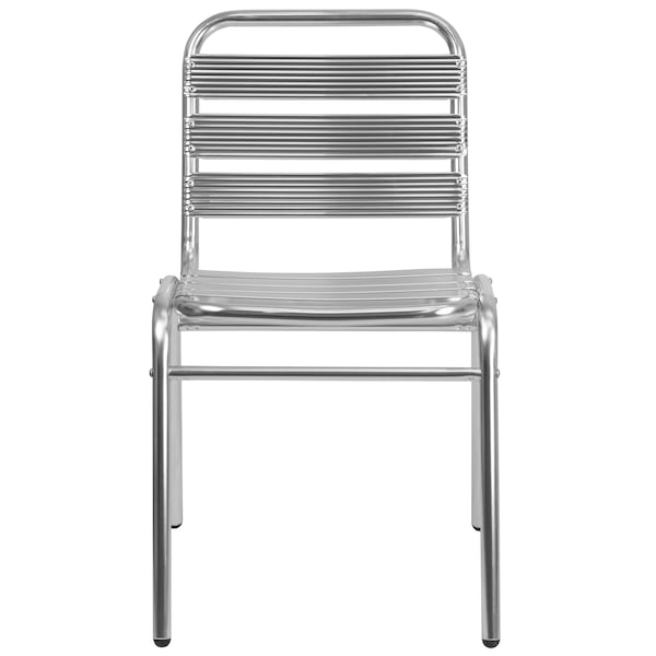 Flash Furniture Contemporary Restaurant Stack Chair, Aluminum Seat, Gray Back, 19.5 W 25" L 30 H - TLH-015-GG