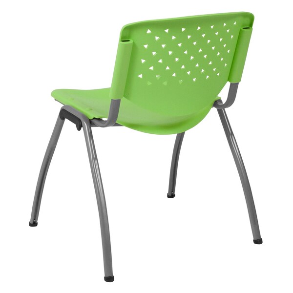 Flash Furniture 5 Pack HERCULES Series 880 lb. Capacity Green Plastic Stack Chair with Titanium Gray Powder Coated Frame - 5-RUT-F01A-GN-GG
