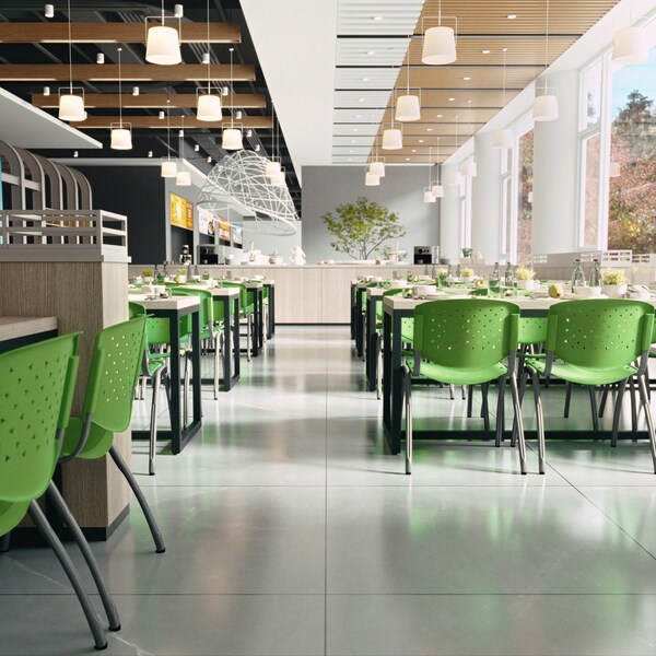 Flash Furniture 5 Pack HERCULES Series 880 lb. Capacity Green Plastic Stack Chair with Titanium Gray Powder Coated Frame - 5-RUT-F01A-GN-GG