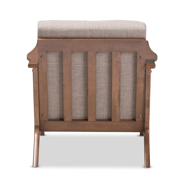 Baxton Studio Bianca Walnut Wood Light Grey Tufted Lounge Chair - 140-7548