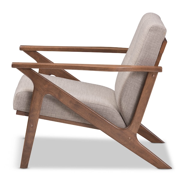 Baxton Studio Bianca Walnut Wood Light Grey Tufted Lounge Chair - 140-7548