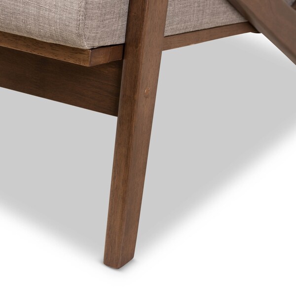Baxton Studio Bianca Walnut Wood Light Grey Tufted Lounge Chair - 140-7548