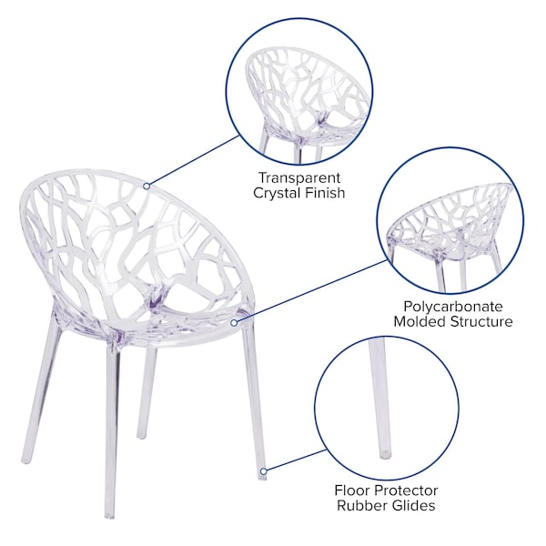 Flash Furniture Specter Series Transparent Stacking Side Chair - FH-156-APC-GG