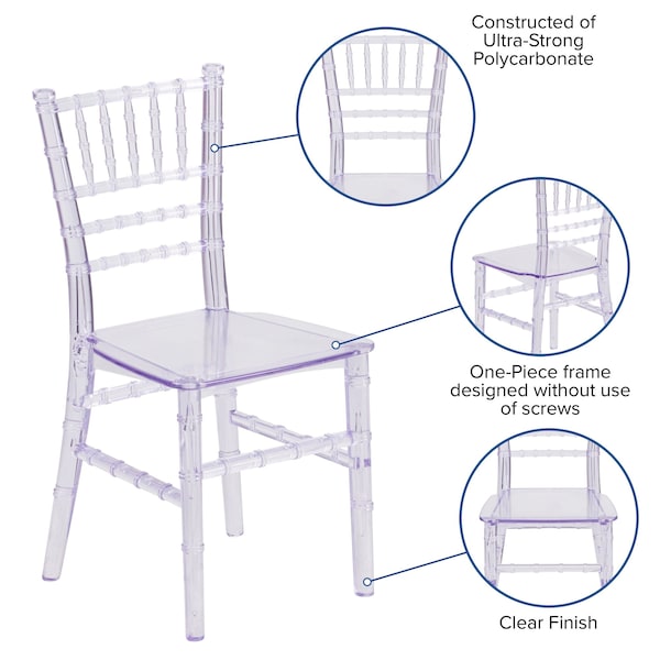 Flash Furniture Traditional Kids Chiavari Chair, 12 W 12" L 24.75 H - LE-L-7K-CL-GG