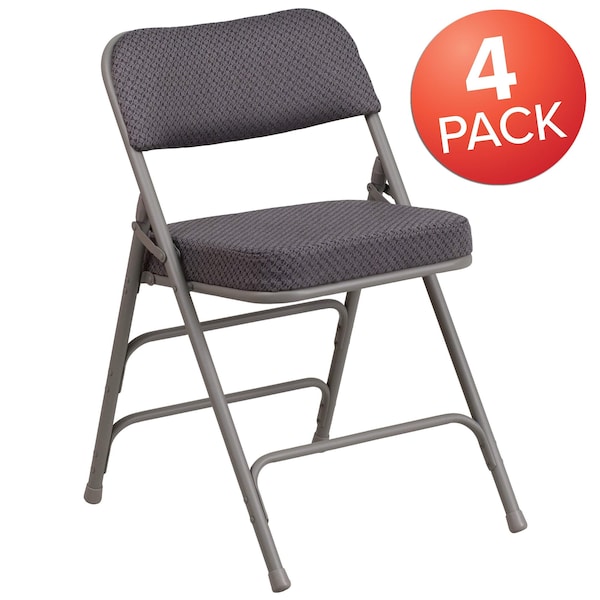 Flash Furniture Gray Fabric Folding Chair - 4-AW-MC320AF-GRY-GG
