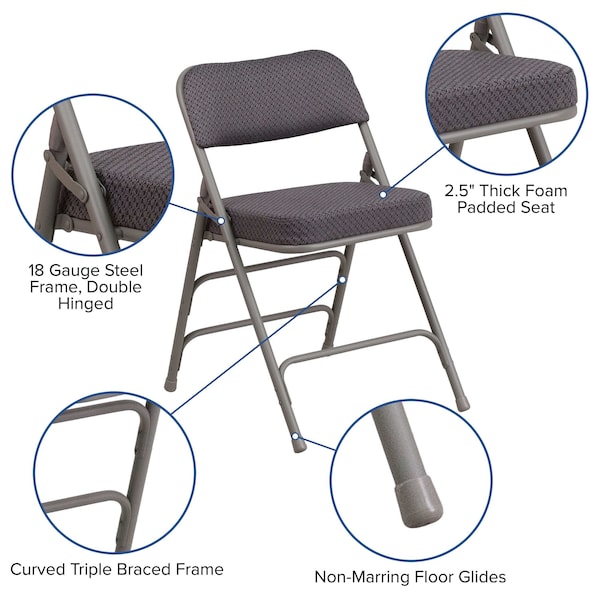 Flash Furniture Gray Fabric Folding Chair - 4-AW-MC320AF-GRY-GG