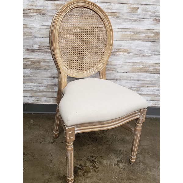 Atlas Commercial Products King Louis Chair, Natural with Rattan Back - KLC8NAT-RATTAN