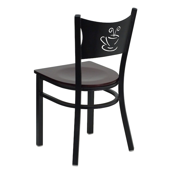 Flash Furniture Black Coffee Chair-Mah Seat - 2-XU-DG-60099-COF-MAHW-GG