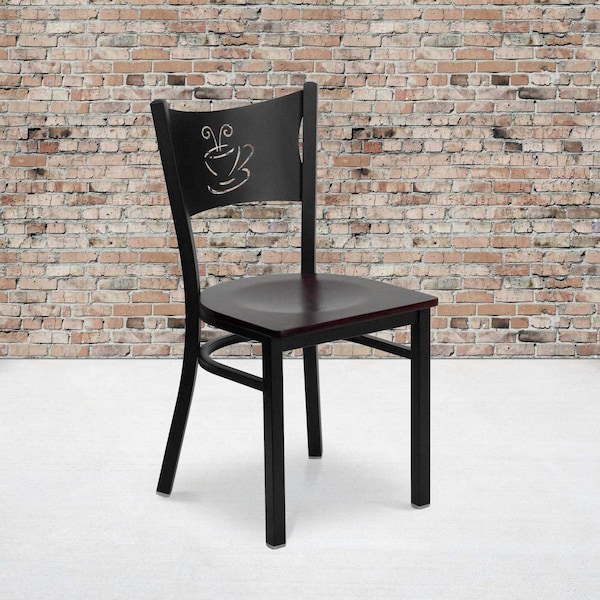 Flash Furniture Black Coffee Chair-Mah Seat - 2-XU-DG-60099-COF-MAHW-GG