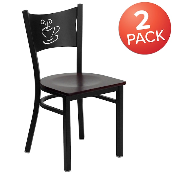 Flash Furniture Black Coffee Chair-Mah Seat - 2-XU-DG-60099-COF-MAHW-GG