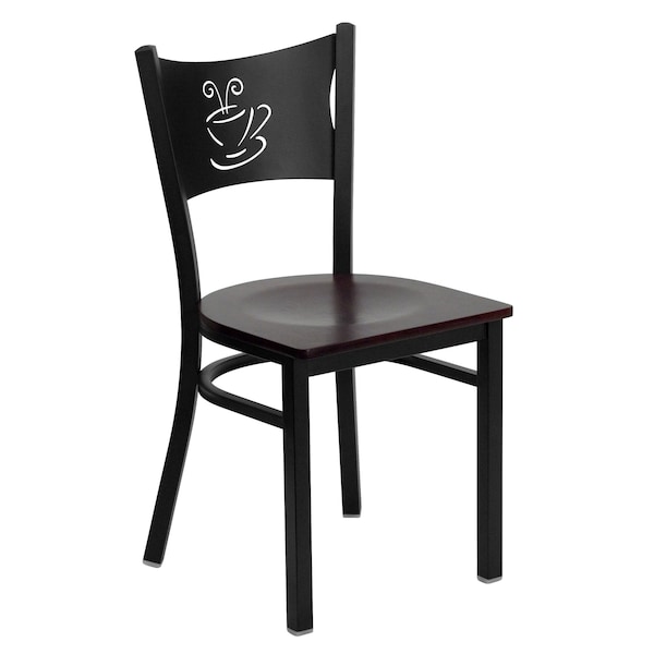 Flash Furniture Black Coffee Chair-Mah Seat - 2-XU-DG-60099-COF-MAHW-GG