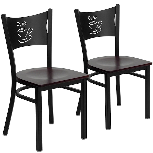 Flash Furniture Black Coffee Chair-Mah Seat - 2-XU-DG-60099-COF-MAHW-GG