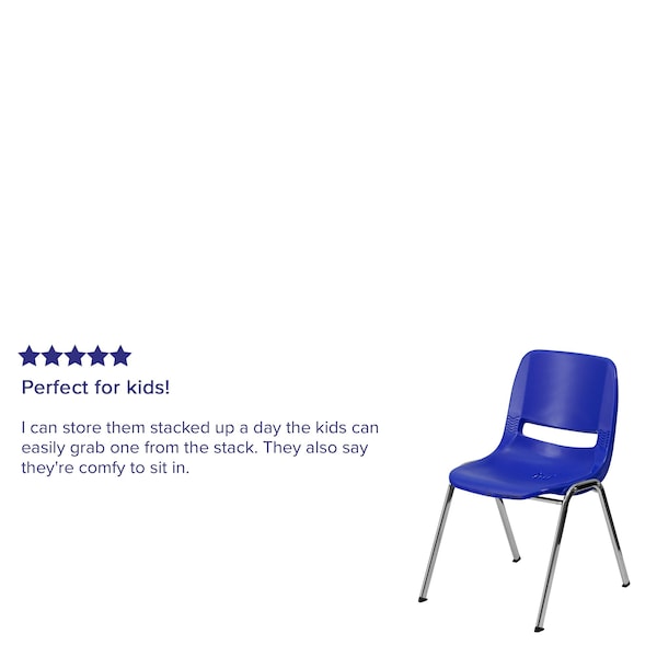 Flash Furniture Stach Chair, Navy w/Chrome Frame, 16"H - RUT-16-NVY-CHR-GG
