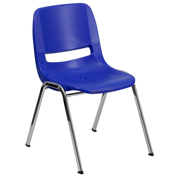 Flash Furniture Stach Chair, Navy w/Chrome Frame, 16"H - RUT-16-NVY-CHR-GG