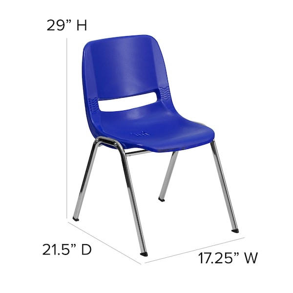 Flash Furniture Stach Chair, Navy w/Chrome Frame, 16"H - RUT-16-NVY-CHR-GG