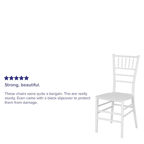 Flash Furniture Hercules Chiavari Chair, White Back, 15 in W 18-3/4" L 35" H - LE-WHITE-M-GG