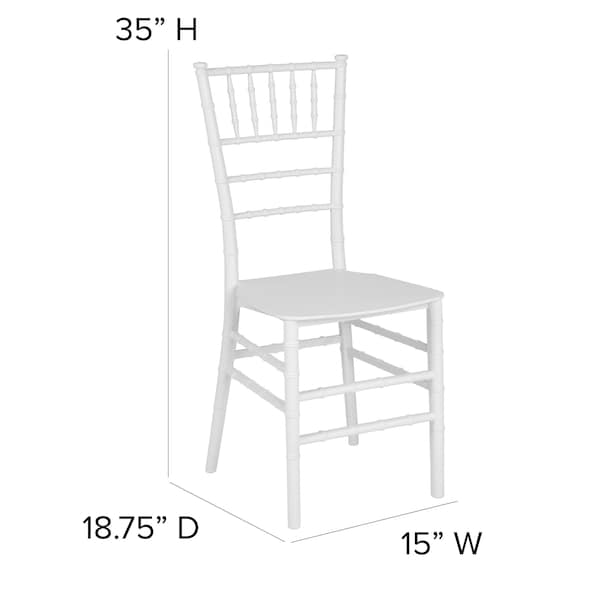 Flash Furniture Hercules Chiavari Chair, White Back, 15 in W 18-3/4" L 35" H - LE-WHITE-M-GG