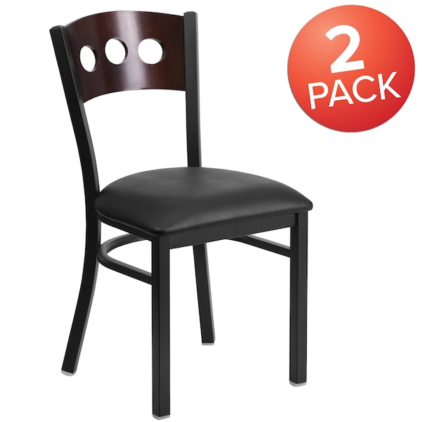 Flash Furniture Bk/Wal 3 Circ Chair-Black Seat - 2-XU-DG-6Y2B-WAL-BLKV-GG