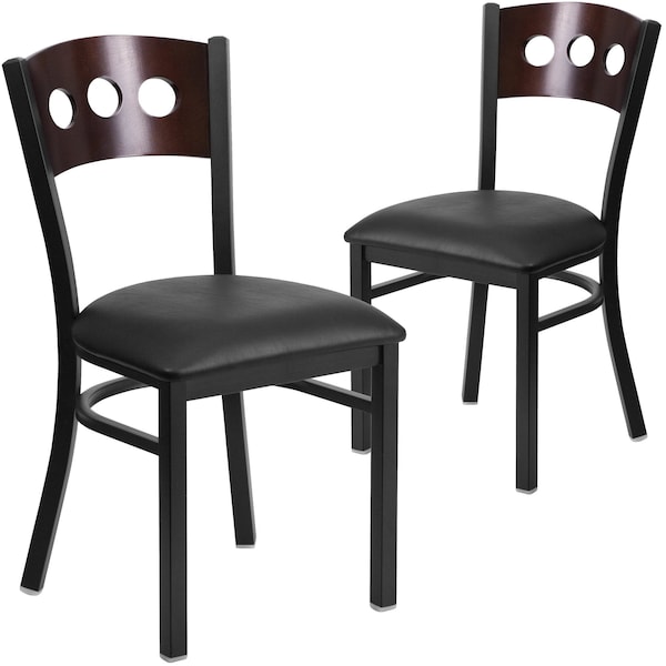 Flash Furniture Bk/Wal 3 Circ Chair-Black Seat - 2-XU-DG-6Y2B-WAL-BLKV-GG