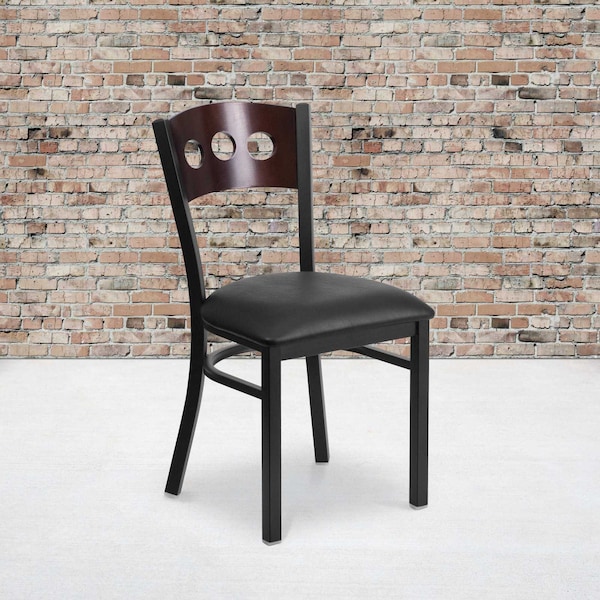 Flash Furniture Bk/Wal 3 Circ Chair-Black Seat - 2-XU-DG-6Y2B-WAL-BLKV-GG