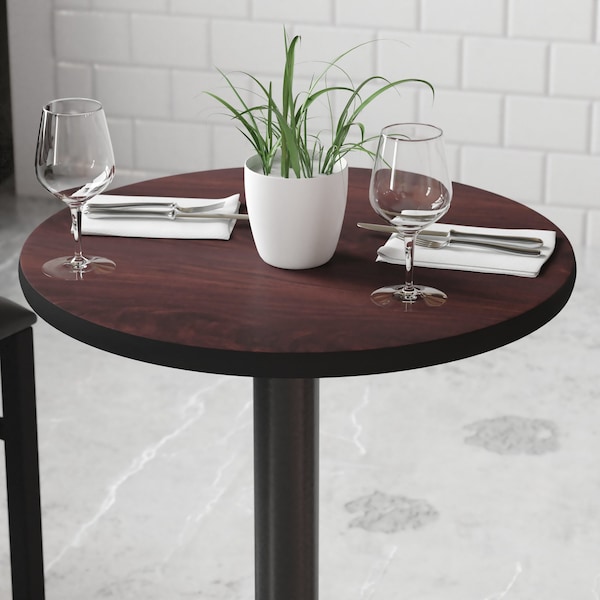 Flash Furniture Round Reversible Top, Black/Mahogany, 24" - 3-XU-RD-24-MBT-GG