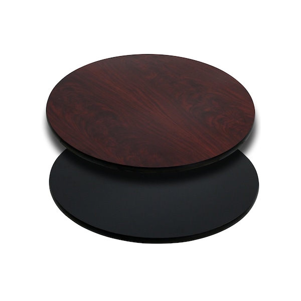 Flash Furniture Round Reversible Top, Black/Mahogany, 24" - 3-XU-RD-24-MBT-GG