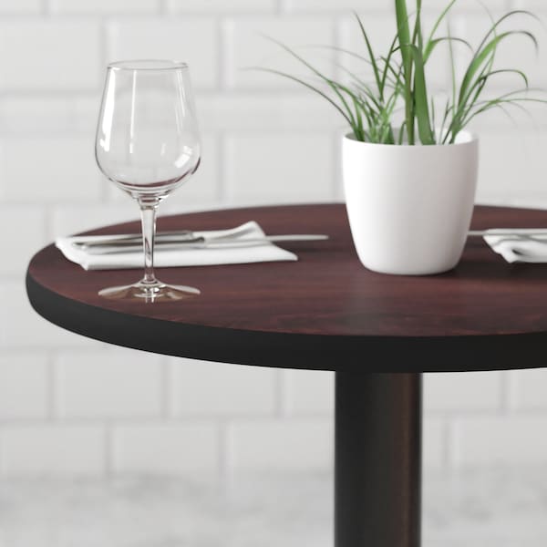 Flash Furniture Round Reversible Top, Black/Mahogany, 24" - 3-XU-RD-24-MBT-GG