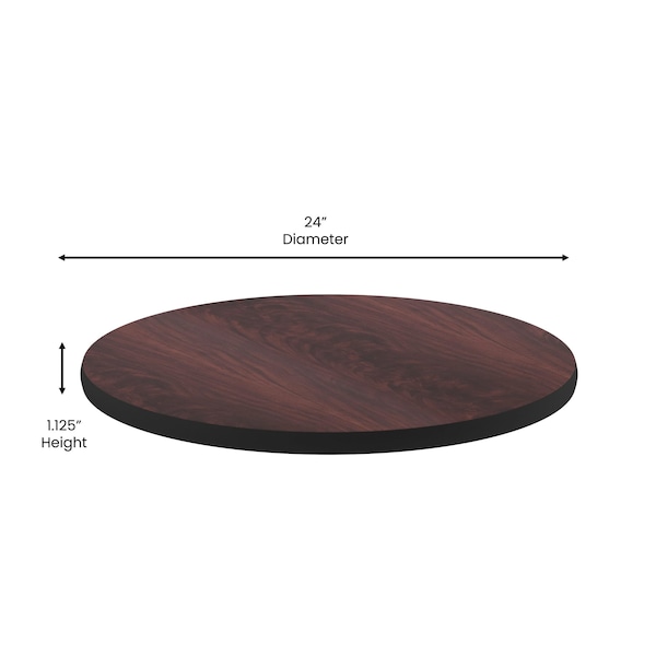 Flash Furniture Round Reversible Top, Black/Mahogany, 24" - 3-XU-RD-24-MBT-GG
