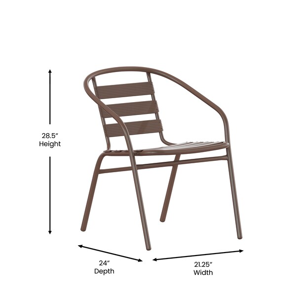 Flash Furniture Lila Bronze Metal Restaurant Stack Chairs with Metal Slats, 4PK - 4-TLH-017C-BZ-GG