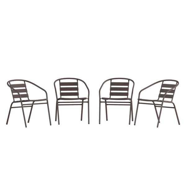 Flash Furniture Lila Bronze Metal Restaurant Stack Chairs with Metal Slats, 4PK - 4-TLH-017C-BZ-GG