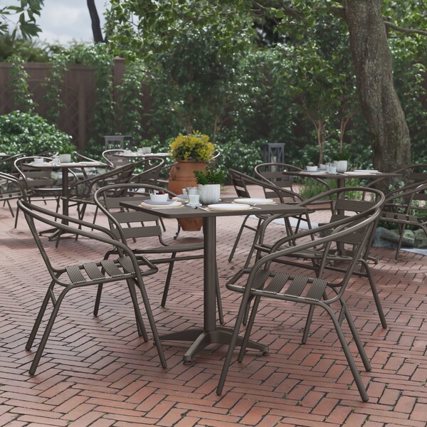 Flash Furniture Lila Bronze Metal Restaurant Stack Chairs with Metal Slats, 4PK - 4-TLH-017C-BZ-GG