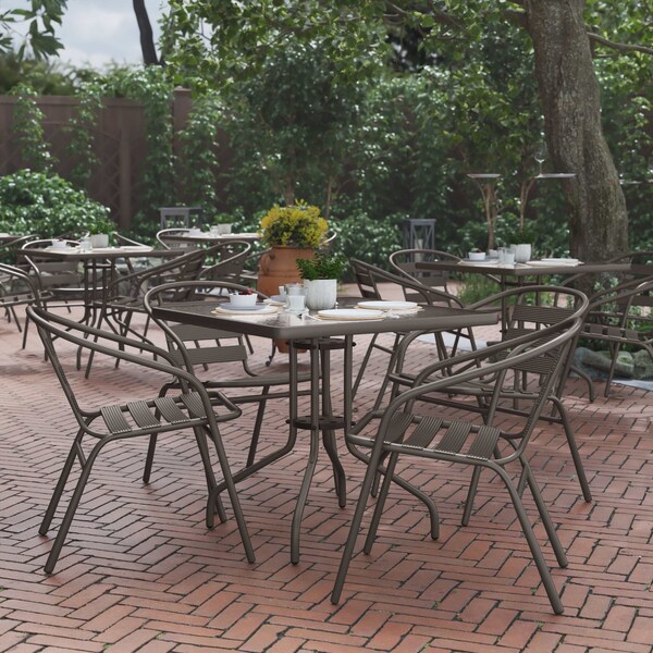 Flash Furniture Lila Bronze Metal Restaurant Stack Chairs with Metal Slats, 4PK - 4-TLH-017C-BZ-GG